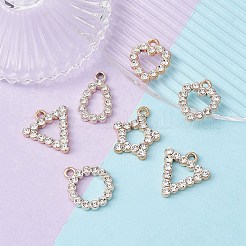 10 個 5 スタイル UV メッキアクリルパーツ  クリスタルラインストーン付き  三角形のチャーム、ティアドロップ、星、リング、ハート  ライトゴールド  20~24x14~21x3~3.5mm  穴：2mm  2個/スタイル&nbsp;OACR-YW0001-67