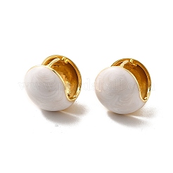 エナメルラウンドフープピアス  女性のためのゴールデンブラスジュエリー  ミックスカラー  14mm  ピン：1mm&nbsp;EJEW-C054-01G