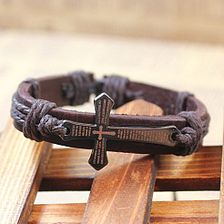Adjustable Iron Braided Leather Cord Bracelets&nbsp;X-BJEW-P0001-02A
