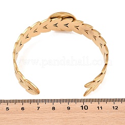 304 Stainless Steel Leaf Cuff Bangle Making&nbsp;STAS-F366-12C-G
