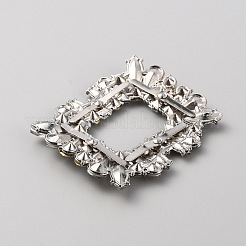 合金クリスタルラインストーンの靴の装飾  取り外し可能な靴のバックル クリップ  長方形  クリスタル  63x53.5x6.5mm&nbsp;FIND-WH0153-05P