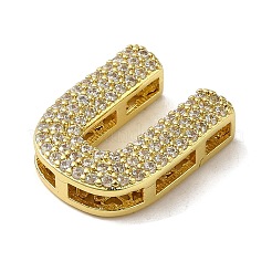 真鍮ビーズ  カドミウムフリー＆鉛フリー  クリアキュービックジルコニア  U字  20x16x5.5mm  穴：4.5x2.5mm&nbsp;KK-D098-04U-G