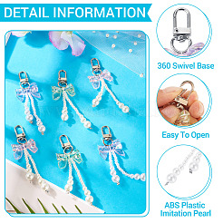 6Pcs 3 Colors ABS Plastic Imitation Pearl Pendant Decorations&nbsp;AJEW-TA0002-30