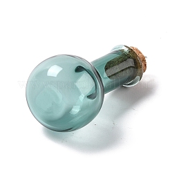 ガラスチャーム  木製のボトルストッパーとプラチナ合金ループ付き  球根形  ダークシアン  34x18mm  穴：2mm&nbsp;GLAA-P053-01A-03