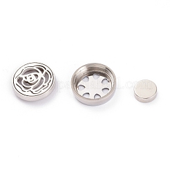 304 Stainless Steel Magnetic Diffuser Locket Aromatherapy Essential Oil Buckle&nbsp;AJEW-M027-04P