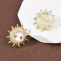 サンブラスマイクロパヴェクリアキュービックジルコニアスタッドピアス  ガラスと  ラックめっき  長持ちメッキ  鉛フリー＆カドミウムフリー  18KGP本金メッキ  21mm&nbsp;EJEW-K324-02G