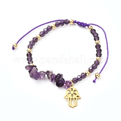 Hamsa Hand /Hand of Miriam Charm Braided Bead Bracelet&nbsp;BJEW-JB06933