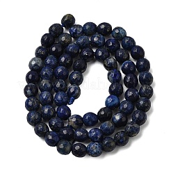 天然染色ラピスラズリビーズ連売り  多面カットラウンド  ミッドナイトブルー  6mm  穴：1mm  約59個/連  14.5インチ&nbsp;G-G059-6mm