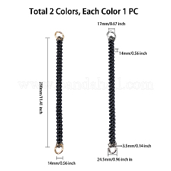 ABSビニール袋のハンドル  合金スプリングゲートリング付き  バッグストラップ用交換アクセサリー用  ミックスカラー  290x14x14mm  クラスプ：24.5x3.5mm  17mm内径  2色  1pc /カラー  2個/セット&nbsp;FIND-CA0001-27