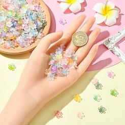 93gのフロストアクリルビーズキャップ  キラキラビーズ  花  ミックスカラー  11x11mm  穴：1mm&nbsp;FACR-YW0001-10I