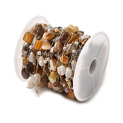 Handmade Natural Botswana Agate Nuggets Beaded Chains&nbsp;CHC-F020-04G-01