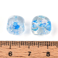 手作りのホイルランプワークビーズ連売り  バレル  ライトスカイブルー  10~11x9~10x9~10mm  穴：0.9~1.2mm  約40個/連  15.94~16.46''（40.5~41.8センチメートル）&nbsp;FOIL-T008-04D