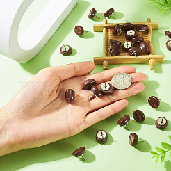 30Pcs Coffee Bean Shape Opaque Resin with Iron Drawing Pins&nbsp;AJEW-TADJ00003