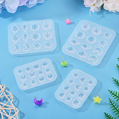 4個のDIYイヤリングシリコンモールド  混合図形  ホワイト  41~66x61~78x5.5mm  2個/スタイル&nbsp;DIY-TADJ0001-16