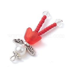 Glass Seed & Acrylic Pearl Beaded Pendants&nbsp;PALLOY-MZ00193-02