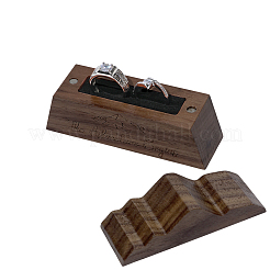 マグネット蓋付きブラックウォールナット木製指輪収納ボックス1個  山の形  コーヒー  10x3x5.15cm&nbsp;OBOX-PH0001-06