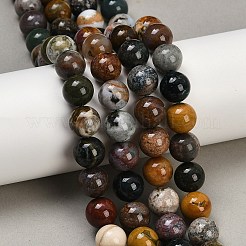 天然オーシャンアゲート/オーシャンジャスパービーズ連売り  ラウンド  10mm  穴：1mm  約37個/連  15.35インチ（39cm）&nbsp;G-G772-06-B-01