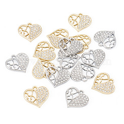 16Pcs 2 Colors Rack Plating Alloy Micro Pave Rhinestone Pendants&nbsp;FIND-TA0010-15