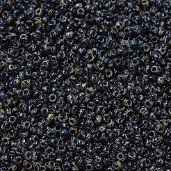 MIYUKIラウンドロカイユビーズ  日本製シードビーズ  （rr4511)黒ピカソ  6/0  4mm  穴：1.5mm  約5400個/ポンド&nbsp;SEED-G010-RR4511