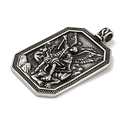 316サージカルステンレスペンダント  アンティークシルバー  天使と妖精  51x31x7mm  穴：4.5mm&nbsp;STAS-Z073-75AS-06