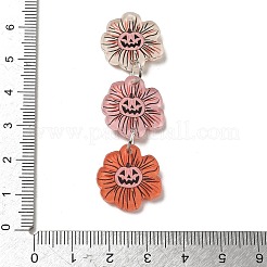 ハロウィン プリント アクリル ビッグ ペンダント  鉄のリング付き  プラチナ  花のチャーム  60x17.5x2mm  穴：2mm&nbsp;AC-CBACFA6-01B-P