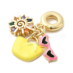 Brass Pave Colorful Cubic Zirconia European Dangle Charms&nbsp;KK-C137-14G