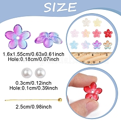 DIYジュエリー作成キット  ガラスビーズ入り  真鍮のボールヘッドピンとアクリルビーズ  花  ミックスカラー  3mm  穴：1mm&nbsp;DIY-YW0013-06