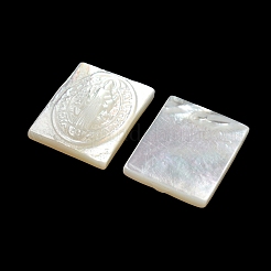 Carved Natural White Shell Cabochons&nbsp;SSHEL-N038-07-01