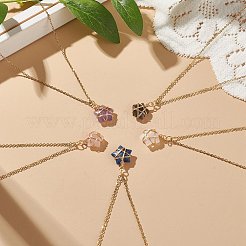 5 個 5 スタイル天然混合宝石五芒ペンダント ネックレス セット  PVD真空メッキ304ステンレススチールワイヤーラップジュエリー女性用  長持ちメッキ  ゴールドカラー  17.52インチ（44.5cm）  1個/スタイル&nbsp;NJEW-JN04090