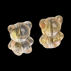 透明ガラスビーズ  クマ  レモンシフォン  14x12x9mm  穴：1.2mm&nbsp;LAMP-C005-01J