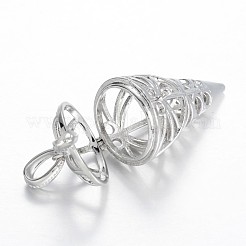 Hollow Brass Cone Cage Pendants&nbsp;KK-E671-27P