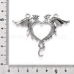 チベットスタイル合金ドラゴンビッグペンダント  ドラゴンハートチャーム  アンティークシルバー  51x62.5x3mm  穴：2.6mm&nbsp;PALLOY-D027-02AS
