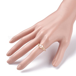 Natural Round Shell Pearl Beads Finger Ring&nbsp;RJEW-JR00412