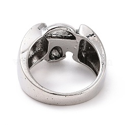合金スカル フィンガー リング  女性のためのゴシックジュエリー  アンティークシルバー  usサイズ7（17.3mm）&nbsp;RJEW-H109-04AS