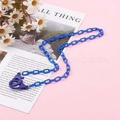 個性的不透明なアクリルアズキチェーンネックレス  ハンドバッグチェーン  プラスチック製のカニカン付き  ブルー  23.03インチ（58.5cm）&nbsp;NJEW-JN03432-01
