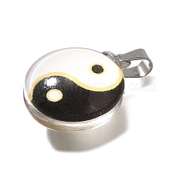 フラットラウンド201ステンレススチールアクリルパーツ  陰陽  24.5x19.5x12mm  穴：5.5x4mm&nbsp;STAS-U036-01P-12