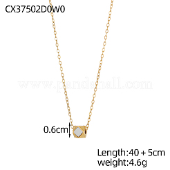 Polygon with Rhombus 304 Stainless Steel Shell Pendant Necklaces&nbsp;STAS-OY009-39G