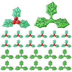 100Pcs Cloth Red Berry Leaf&nbsp;FIND-YW0008-66A