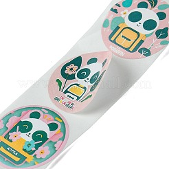 漫画の模様の紙のギフトステッカーロール  DIYスクラップブッキング用ラウンド  パンダ  25mm  500本/ロール。&nbsp;LS-DIY-R083-03B