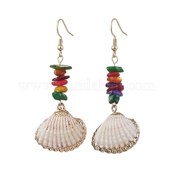 Dyed Shell & Electroplated Conch Shell Dangle Earrings&nbsp;EJEW-JE06061