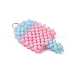 オペークアクリルパーツ  アイスサッカー  304ステンレススチールオープン丸カン付き  ピンク  46.5x24.5x7.5mm  穴：4.5mm&nbsp;PALLOY-CJ00148