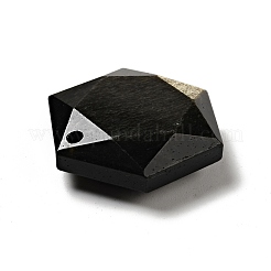 天然な金色の光沢のオブシディアンのペンダント  多面カット  六角  31x27x10mm  穴：1.6mm&nbsp;G-D471-04