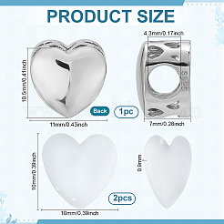 1 Set Heart 925 Sterling Silver European Beads&nbsp;STER-PH0003-10