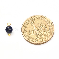 天然混合宝石チャーム  黄金の真鍮のパーツ  ラウンド  11x6.5mm  穴：1.8mm&nbsp;PALLOY-JF00992-01