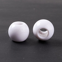 オペークアクリルヨーロピアンビーズ  大穴ビーズ  ロンデル  ホワイト  12x9.5mm  穴：5.5mm&nbsp;OPDL-C002-11B