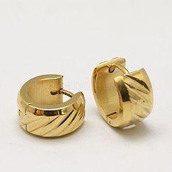 ファッション 304 ステンレススチール ハギー フープ イヤリング  低刺激性のイヤリング  黄金メッキ  12~12.5x13~13.5x4~9mm  ピン：0.8mm&nbsp;EJEW-G124-M15