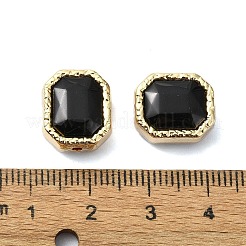 めっき合金ビーズラック  ガラスと  八角形  ゴールドカラー  ブラック  13.5x11.5x7.5mm  穴：1.6mm&nbsp;PALLOY-Z004-03G-01