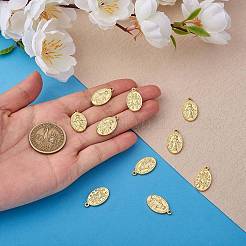 真鍮製ペンダント10個  長持ちメッキ  奇跡のメダル  聖母マリアとオーバル  18KGP本金メッキ  20.5x11.5x2mm  穴：1.4mm&nbsp;FIND-SZ0005-92