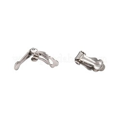 変色しにくい304ステンレススチールのクリップ式イヤリング金具  丸いフラットパッド付き  ステンレス鋼色  16x7x6mm&nbsp;X-STAS-Q185-01