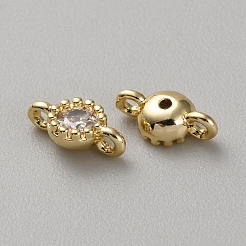 Real 14K Gold Plated Brass Pave Cubic Zirconia Links&nbsp;KK-WH0064-39G-10